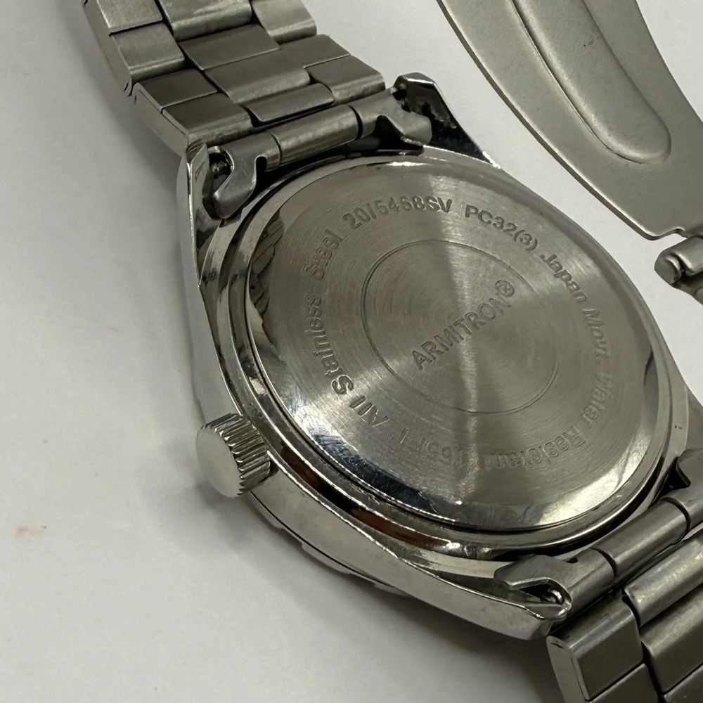 Armitron Blue Face/Bezel Stainless Steel Luminescent Quartz (New Battery)